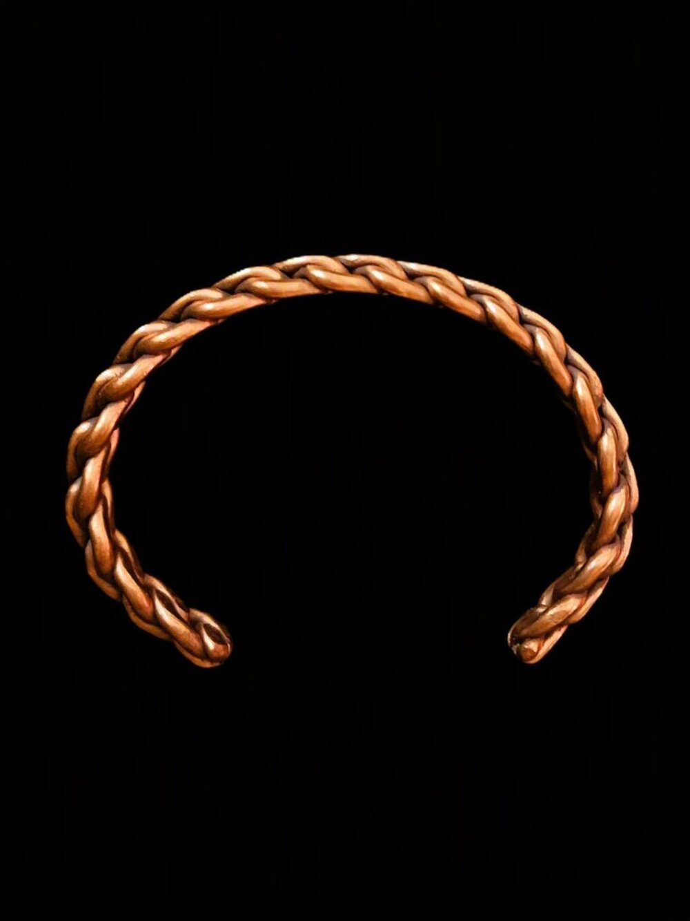 Vintage 90s Unisex Solid Copper Braided Cuff Bracelet - 32g Heavy Gauge